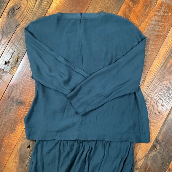 Clermont Overlay Jumpsuit M Harbor Blue Rayon Peekaboo Back - Picture 8 of 10